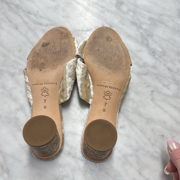 Loeffler Randall Celeste Velvet Slip on Sandal in Metallic Beige Size 7 - Picture 7 of 12